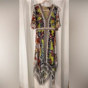 BCBG MAXAZRIA Asymmetrical hem printed dress